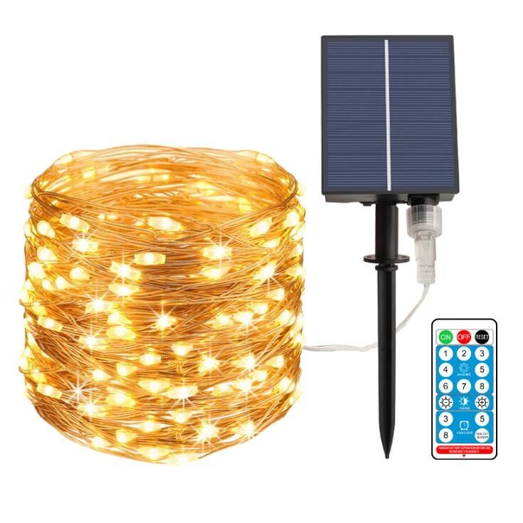 8 Modes Copper Wire 3500k 200 Led Solar Fairy Lights